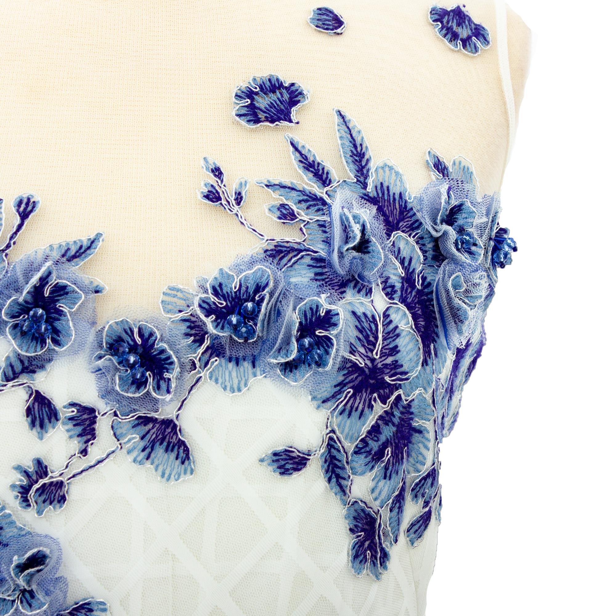 Close detail of satin stitch floral